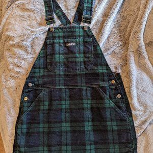 Obey plaid corduroy mini overall dress sz xs